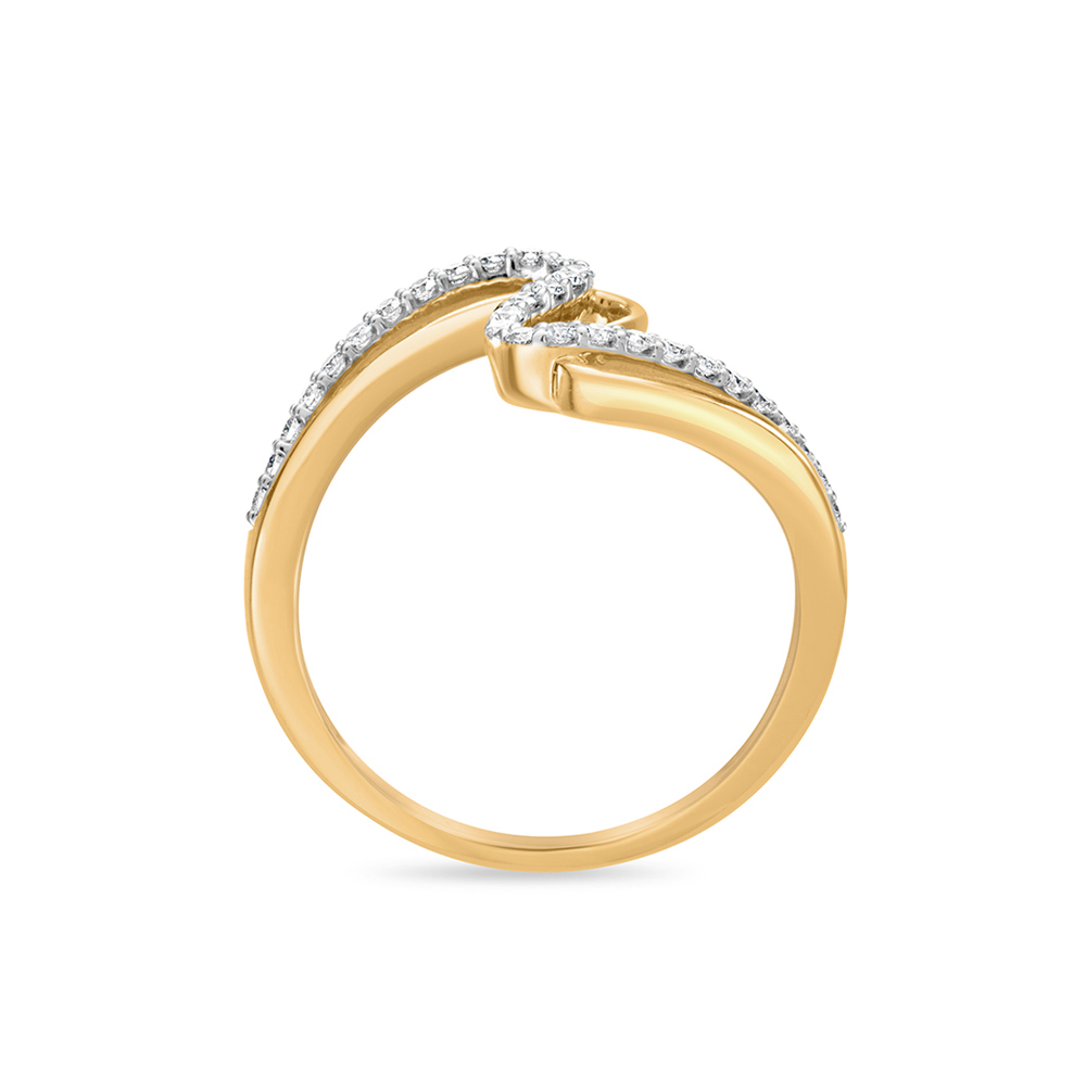 18KT Yellow Gold Curved Diamond Ring,,hi-res image number null