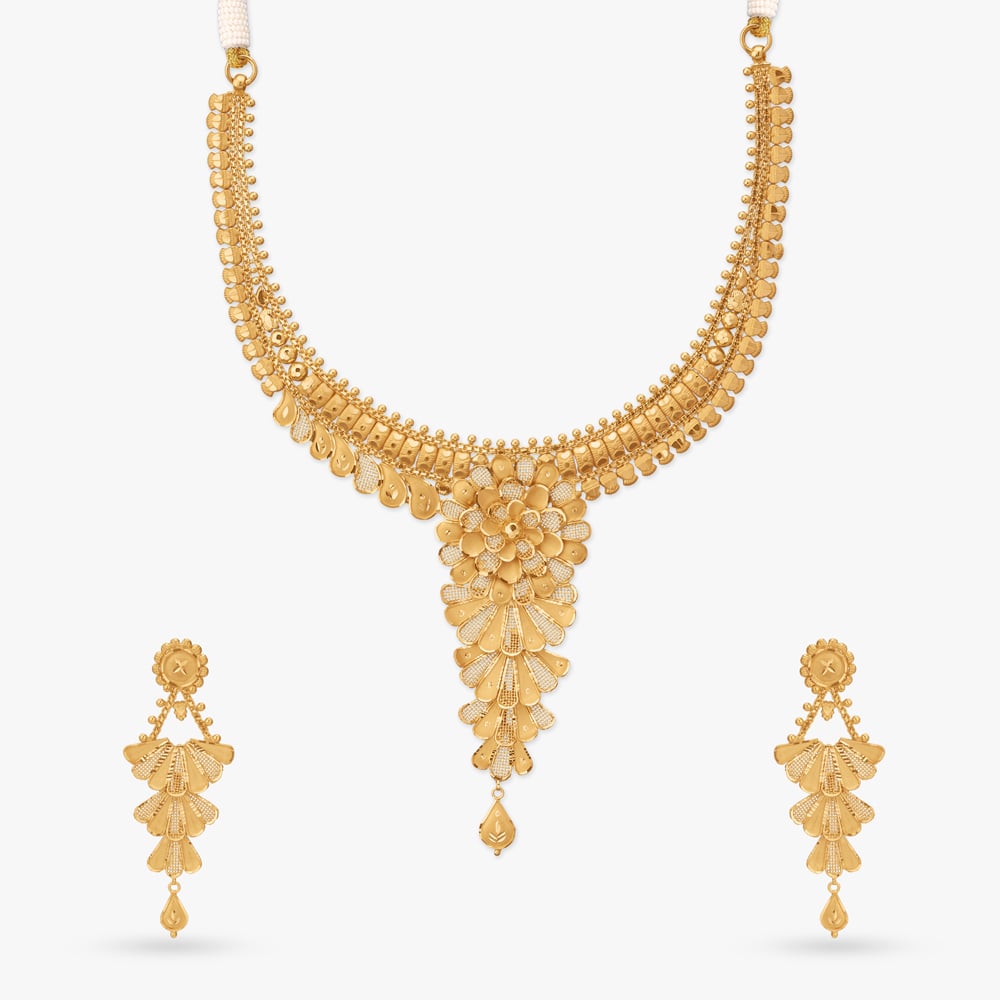 Floral Elegance Gold Necklace Set,,hi-res image number null