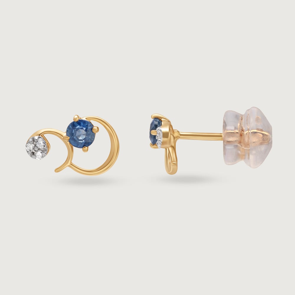 Starry Galaxies 14KT Diamond and Blue Sapphire Earrings,,hi-res image number null