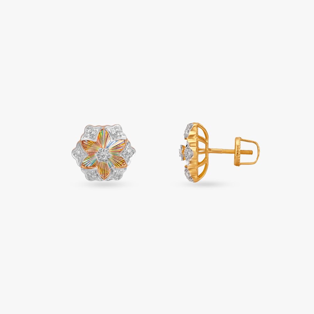 Aurora Blossom Diamond Stud Earrings,,hi-res image number null