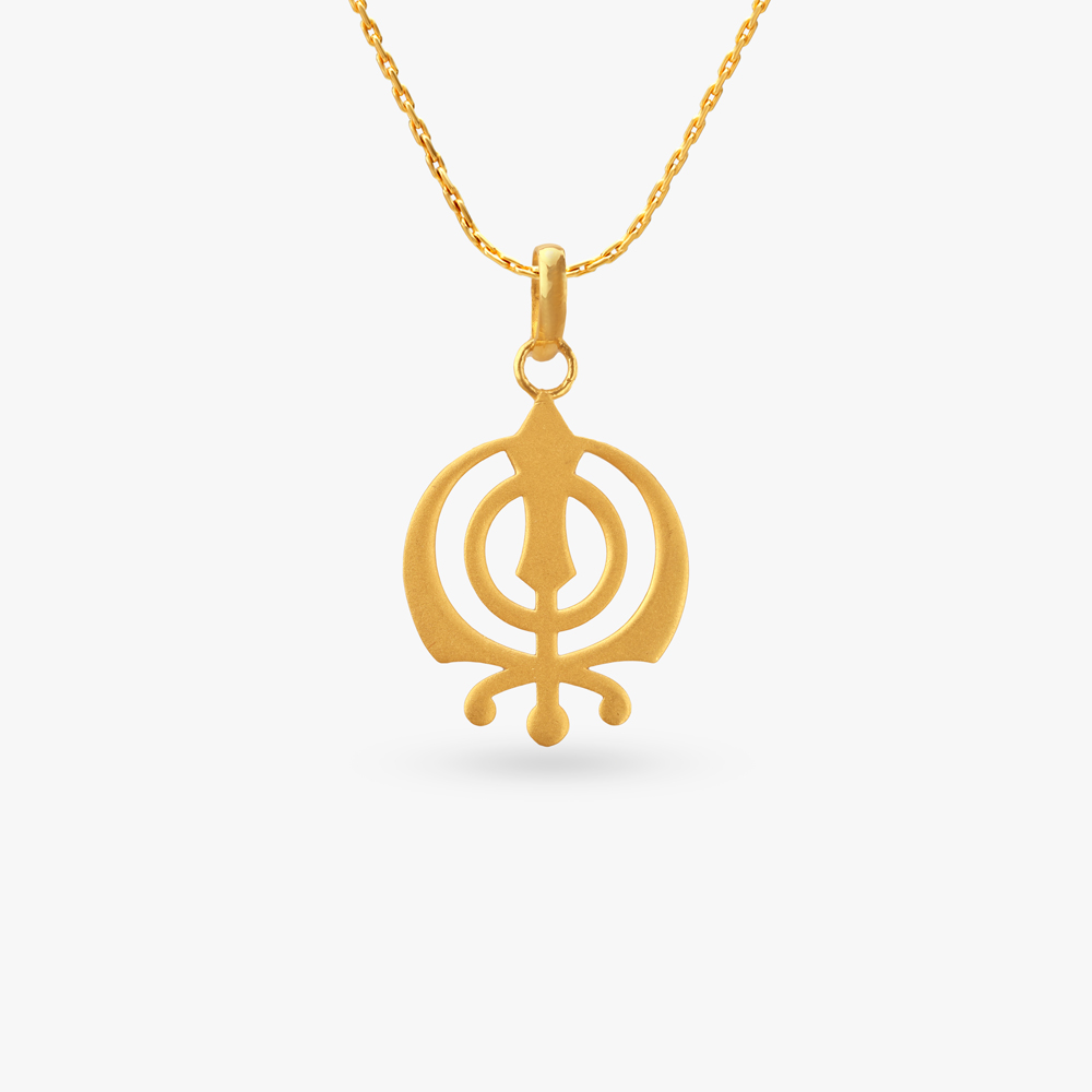 Khanda Blade Gold Pendant,,hi-res image number null