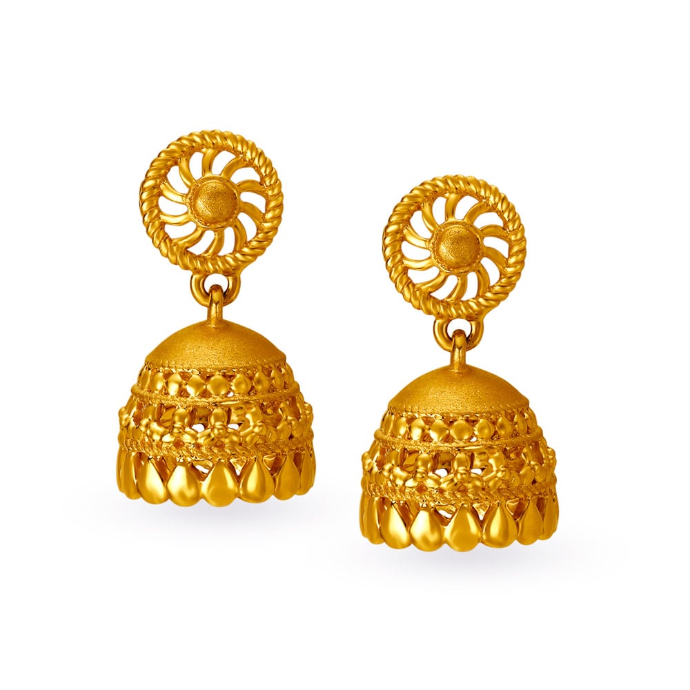 Classic 22 Karat Yellow Gold Jhumkas