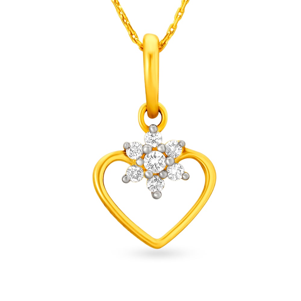 

Heart And Flower Motif Diamond Pendant