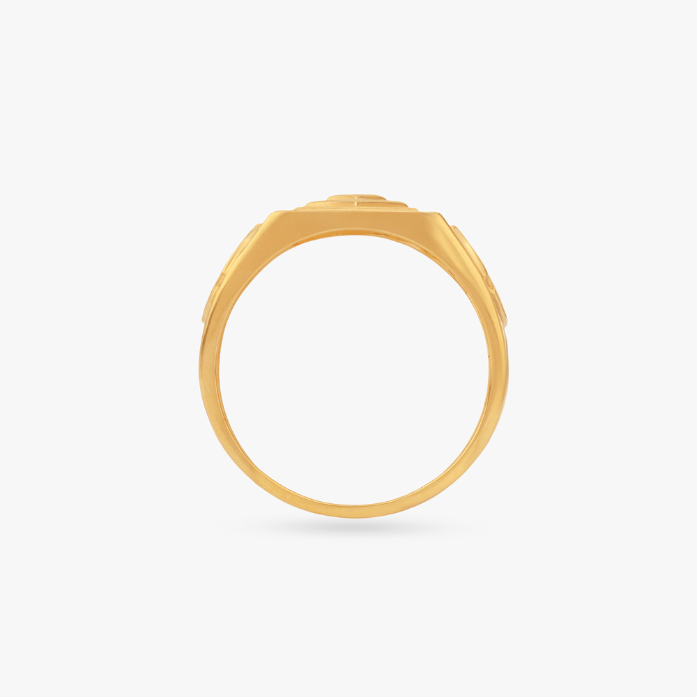 Geometric Crest Gold Ring for Men,,hi-res image number null
