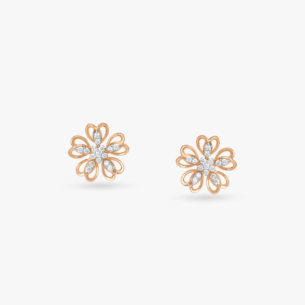 Sparkling Blossom Diamond Stud Earrings,,hi-res image number null