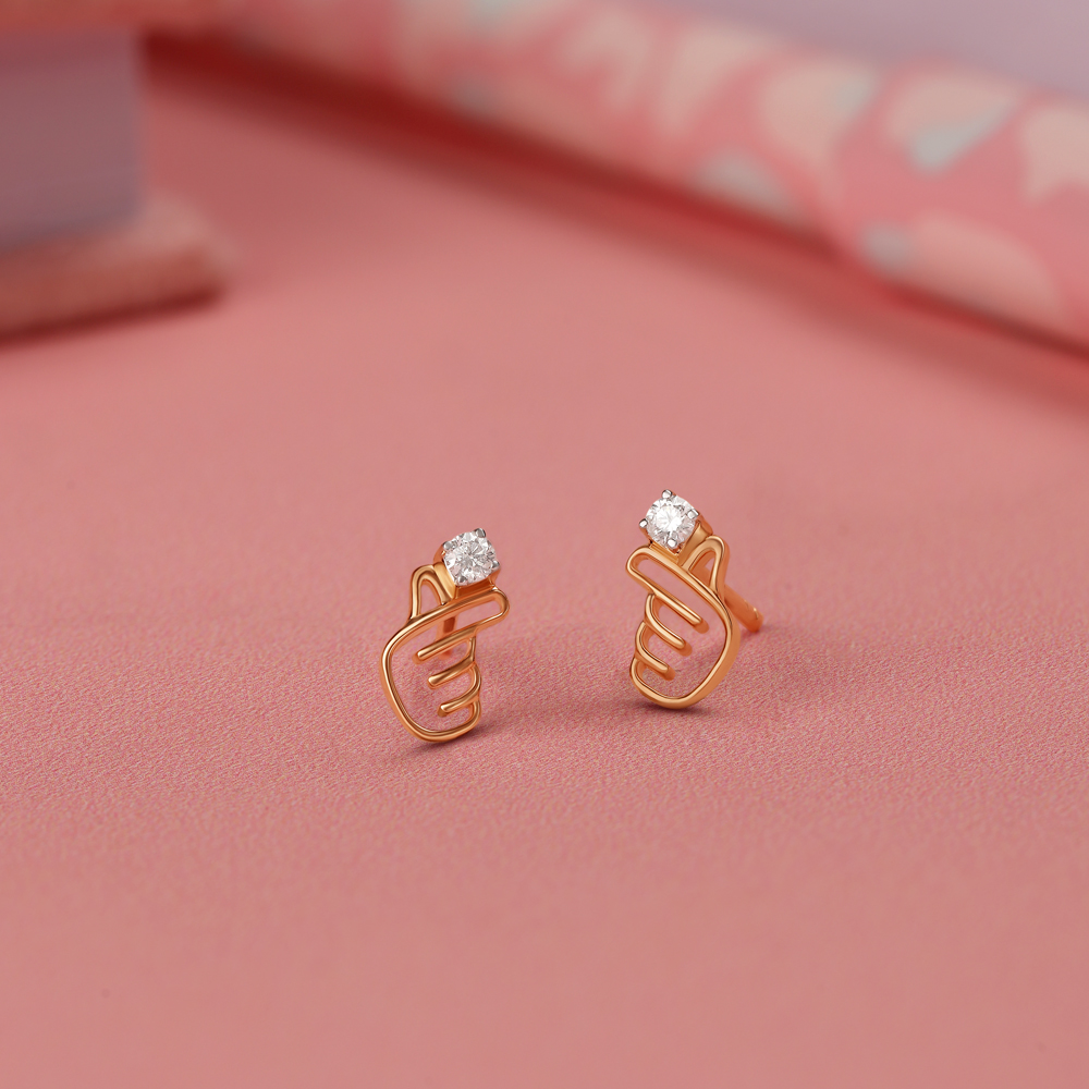 Korean Hearts 14KT Yellow Gold Stud Earrings,,hi-res image number null