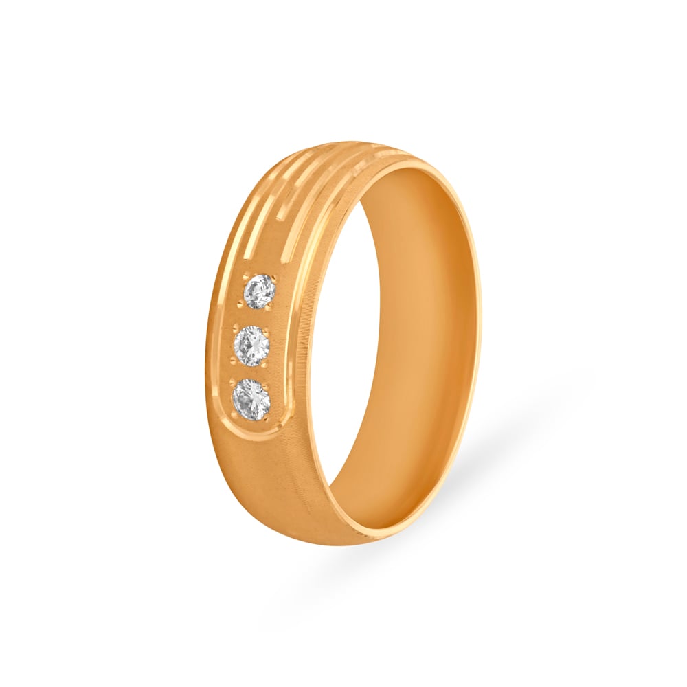 Ultra Modern Diamond Adorned Gold 3 Stone Finger Ring,,hi-res image number null