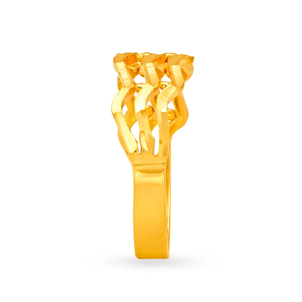 Wavy Pattern Gold Finger Ring,,hi-res image number null