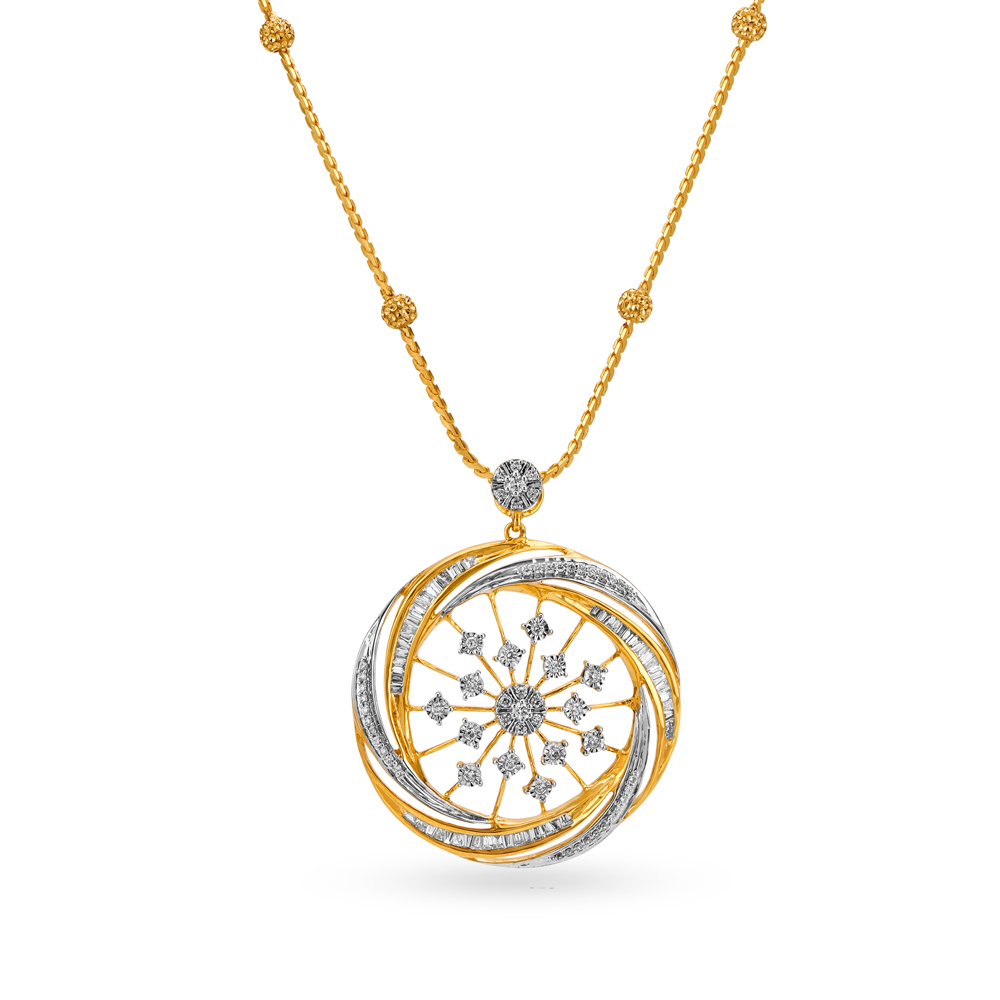 Sunburst Diamond Pendant with Chain,,hi-res image number null