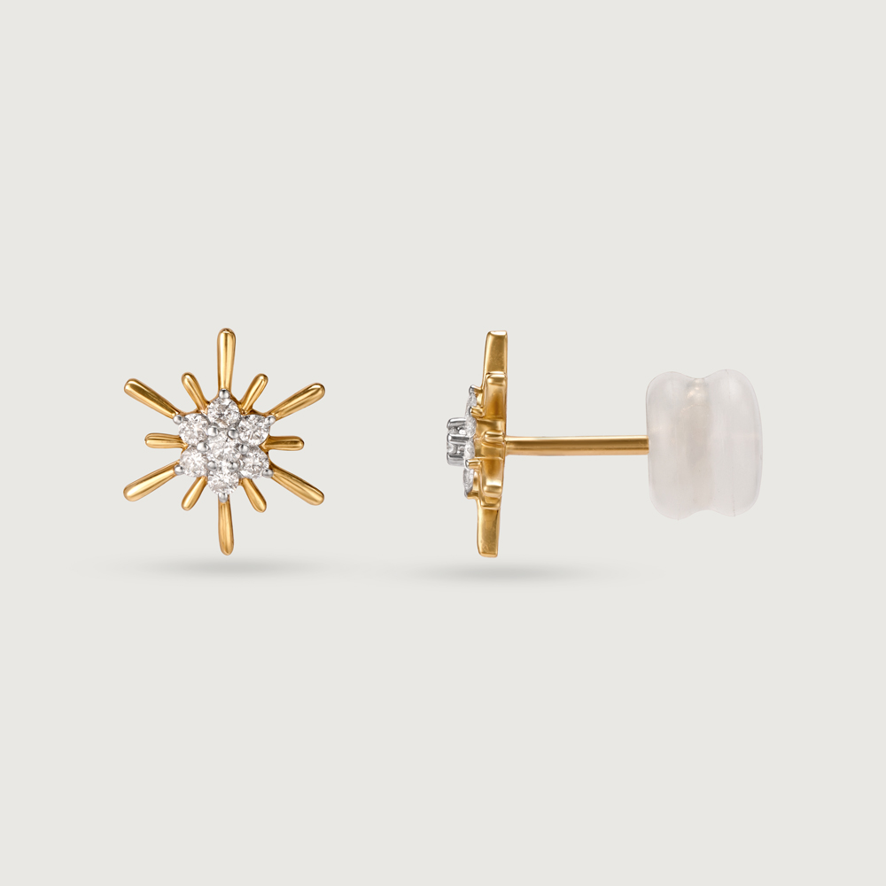 Diamond Gilded Galaxy 14KT Yellow Gold Stud Earrings,,hi-res image number null