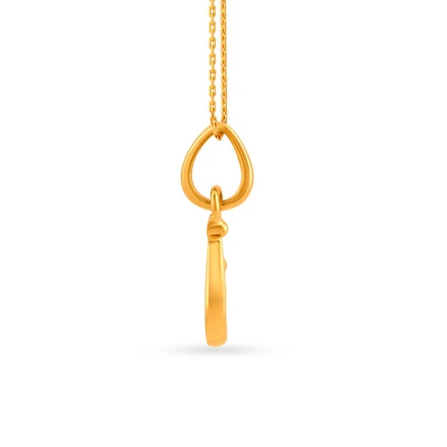 Surreal Modern Abstract Floral Gold Pendant,,hi-res image number null