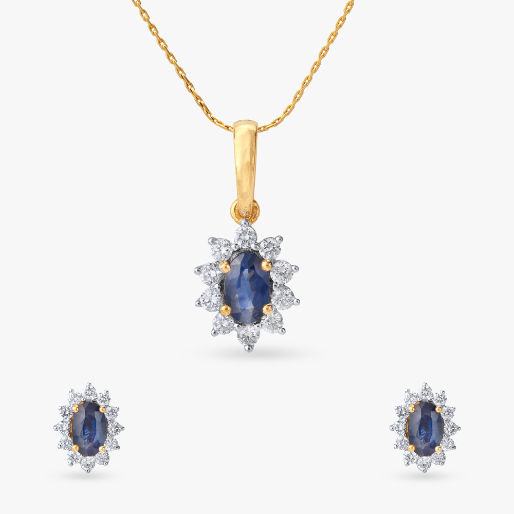 Elegant Midnight Diamond Pendant and Earrings Set,,hi-res image number null