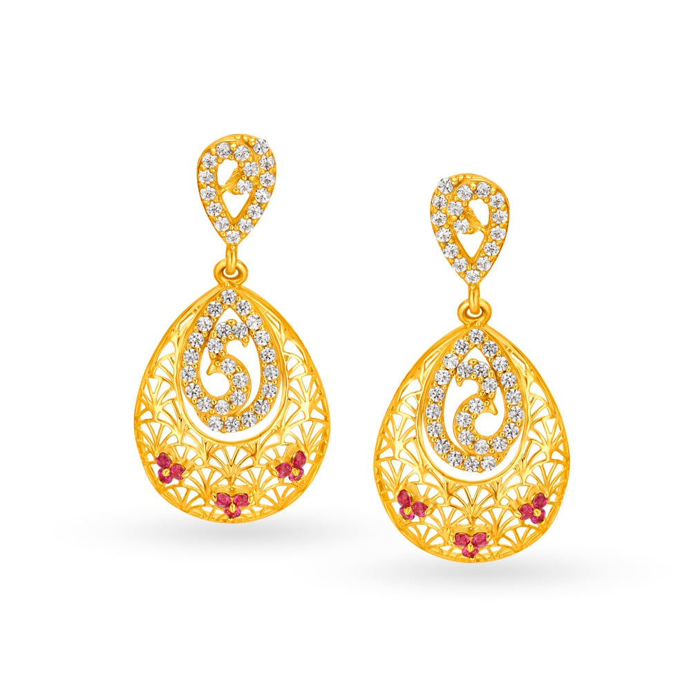 Tanishq Lightweight Gold Earrings 2024 | favors.com