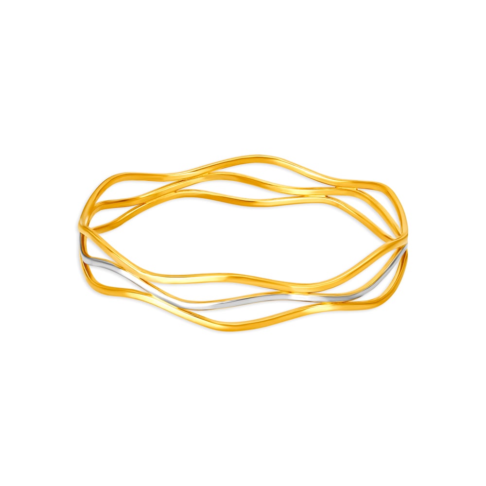 Debonair Yellow Gold Waved Bangle,,hi-res image number null
