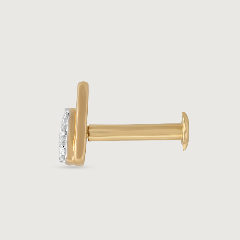 Triangular Brilliance Gold and Diamond Nose Pin,,hi-res image number null