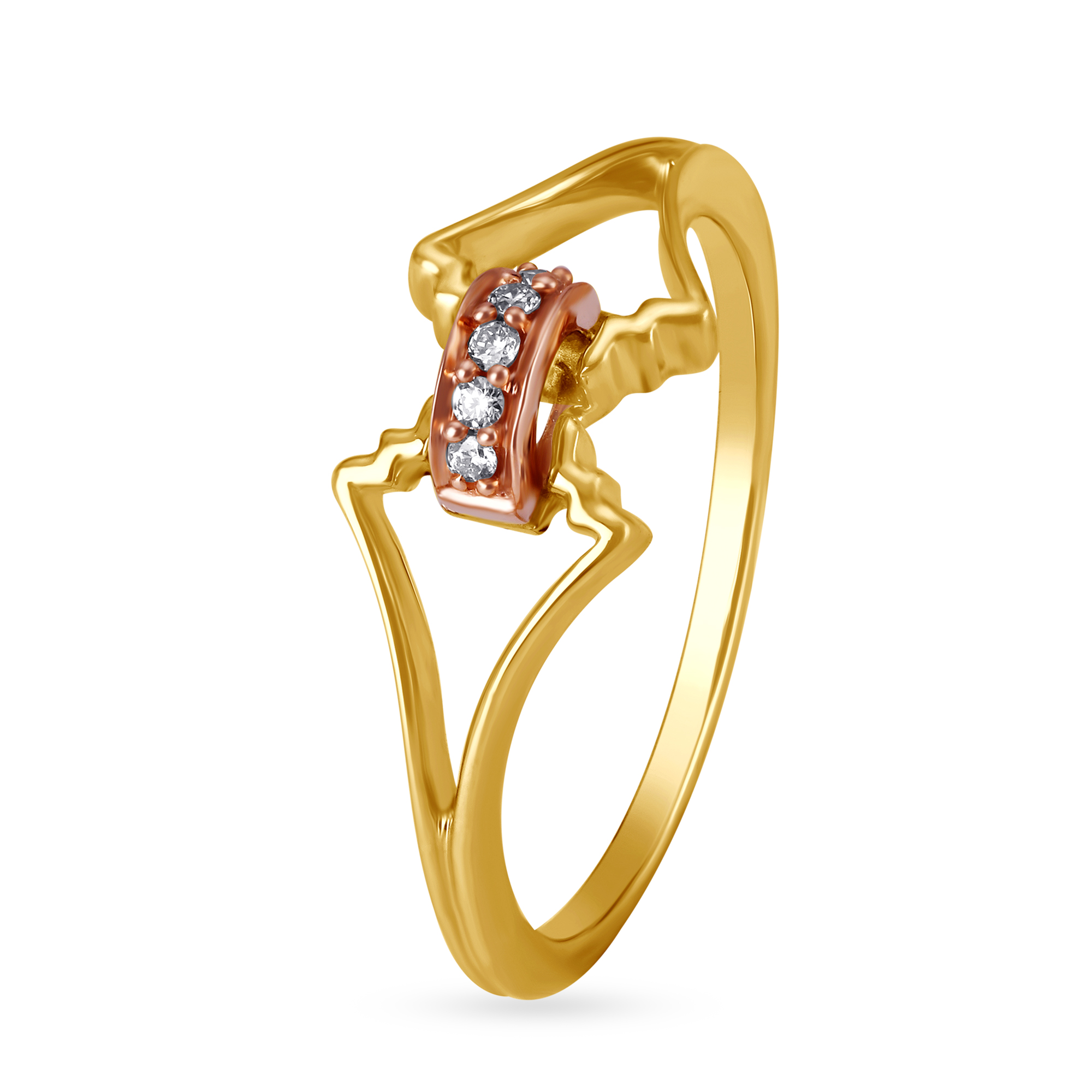 14kt Yellow and Rose Gold Diamond Ring With Rose Gold Plating,,hi-res image number null