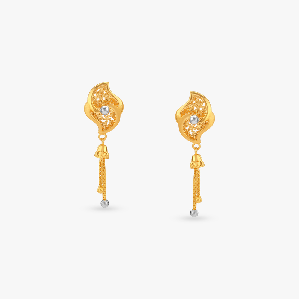 Sculpted Waves Gold Drop Earrings,,hi-res image number null
