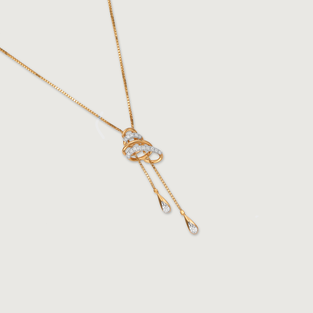 Spiral Serenade 14 Kt Gold & Diamond Necklace,,hi-res image number null
