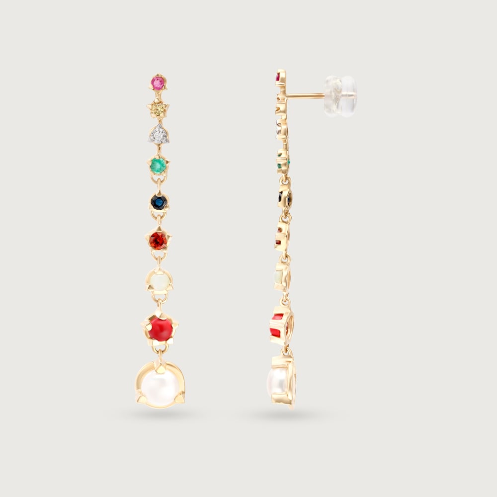 Solar Symphony 14KT Navratna Drop Earrings,,hi-res image number null