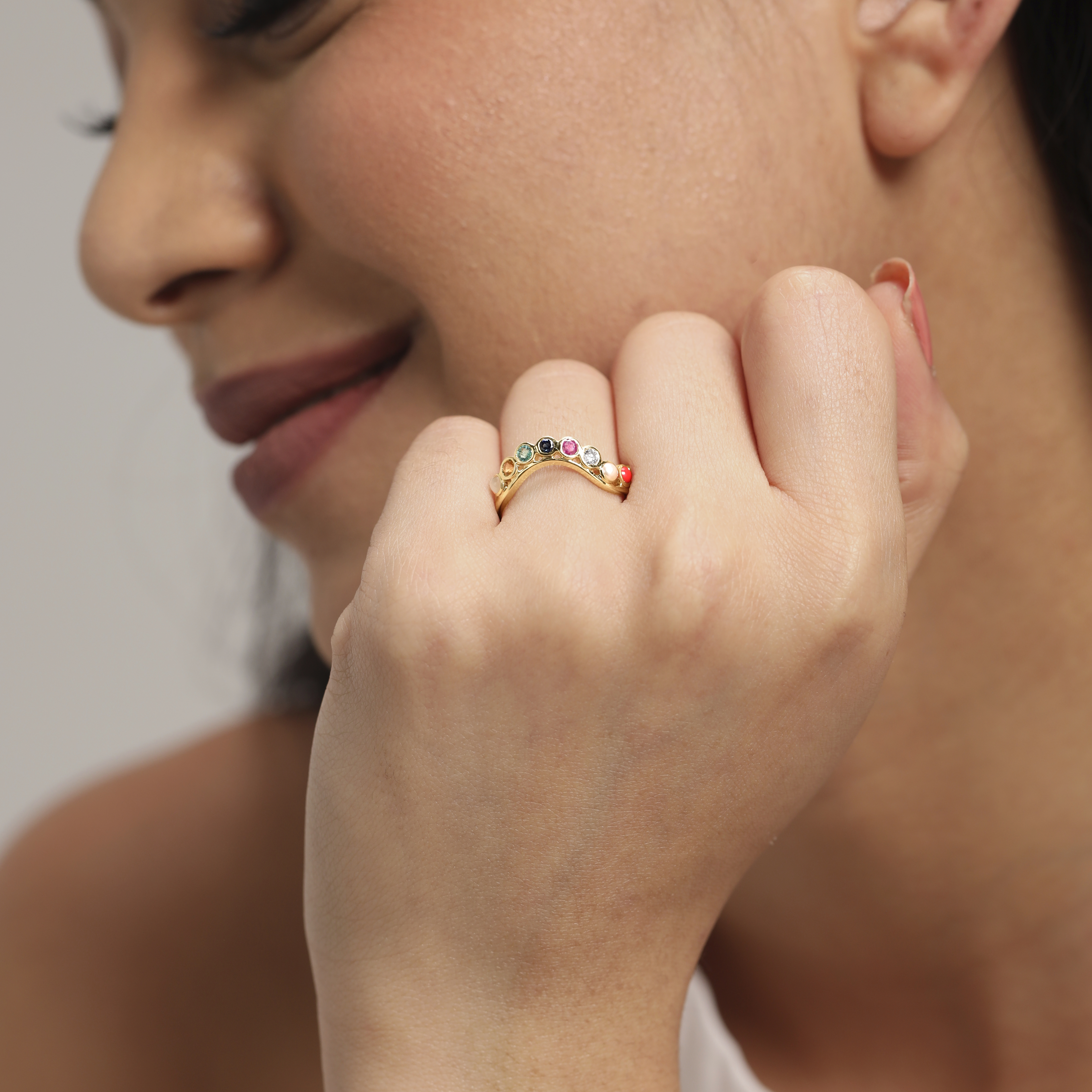 Navratna Aura Diamond Ring,,hi-res image number null