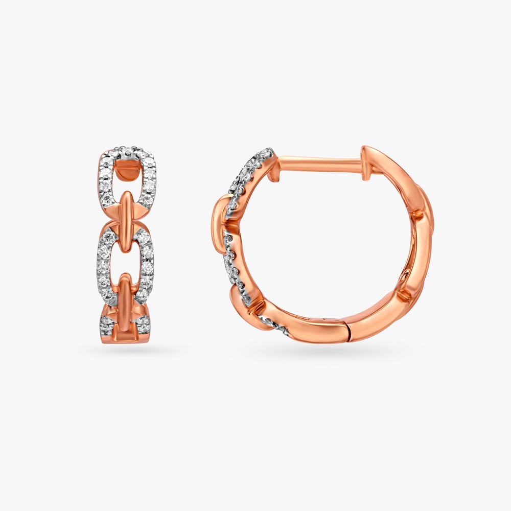 Elegant Link Diamond Hoop Earrings,,hi-res image number null
