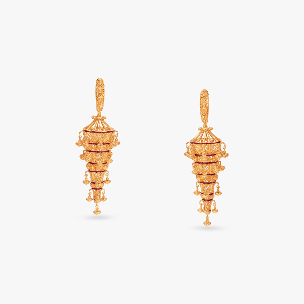Jharlanthaner Jhalok Gold Jhumka Earrings,,hi-res image number null