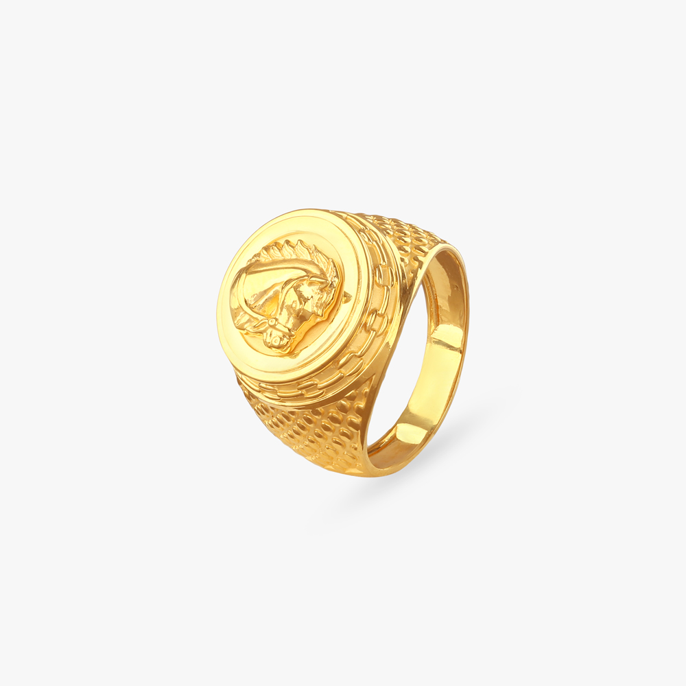 Horse Crest Gold Ring for Men,,hi-res image number null