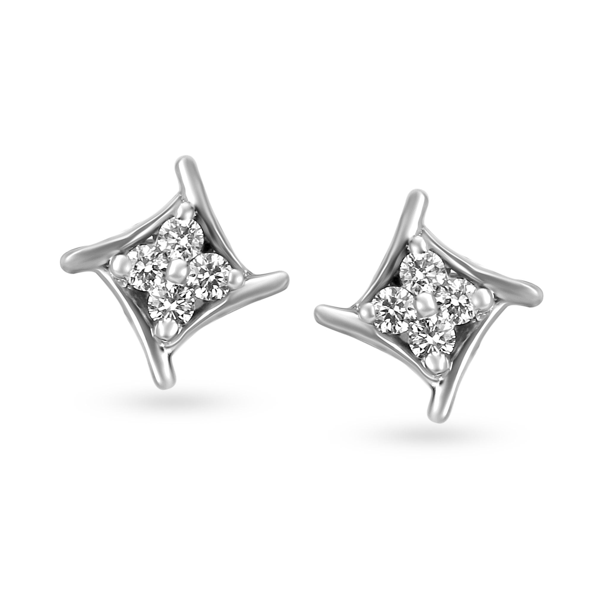 Elegant Platinum and Diamond Stud Earrings,,hi-res image number null
