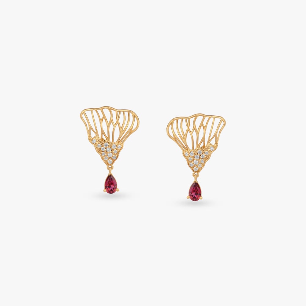 Sunflare Petal Diamond Drop Earrings,,hi-res image number null