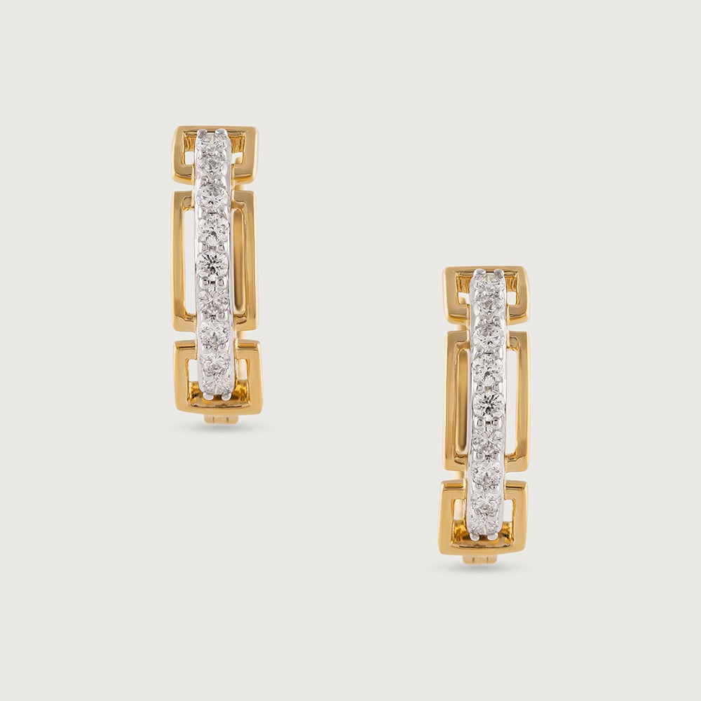 Glam Bold Gold & Diamond Hoop Earrings,,hi-res image number null