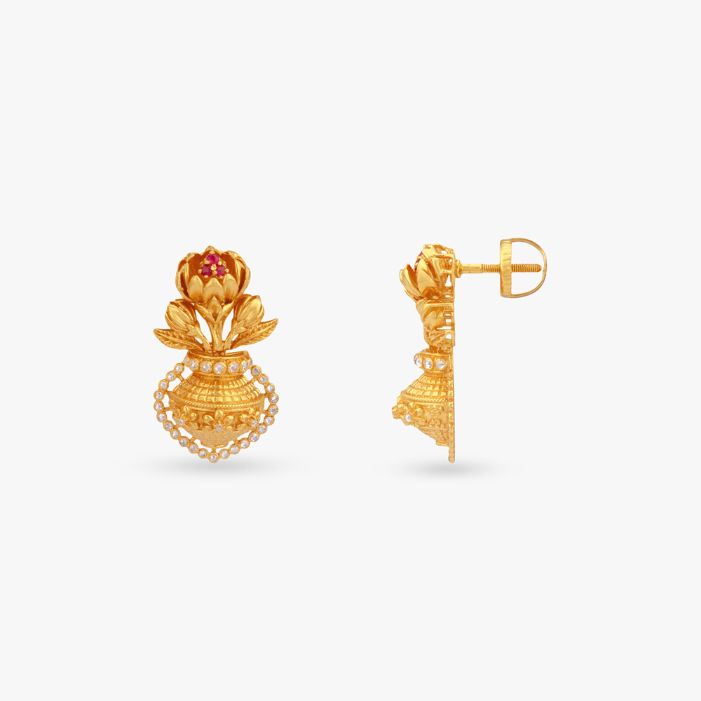 Jasmine Poise Gold Pendant with Chain and Earrings Set,,hi-res image number null