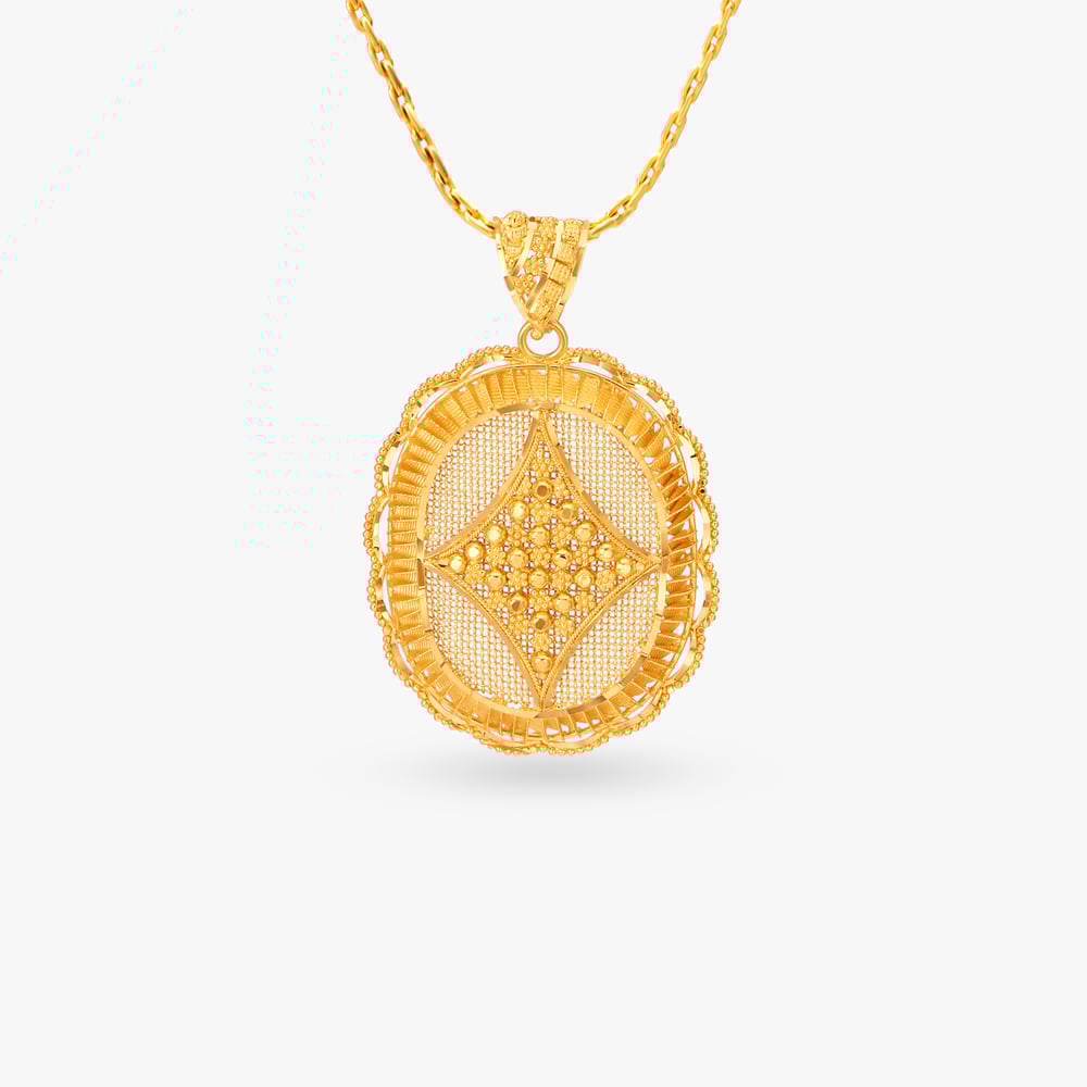 Vintage Gold Pendant and Earrings Set,,hi-res image number null