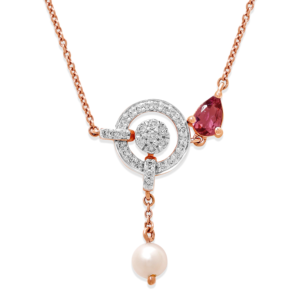 14KT Rose Gold Celestial Sparkle Pink Tourmaline Choker Necklace,,hi-res image number null