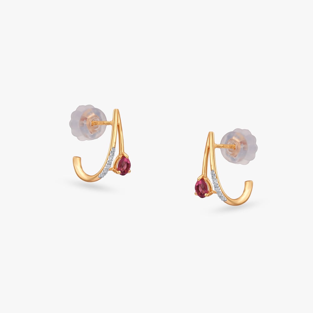 Fluid Arc Diamond Hoop Earrings,,hi-res image number null