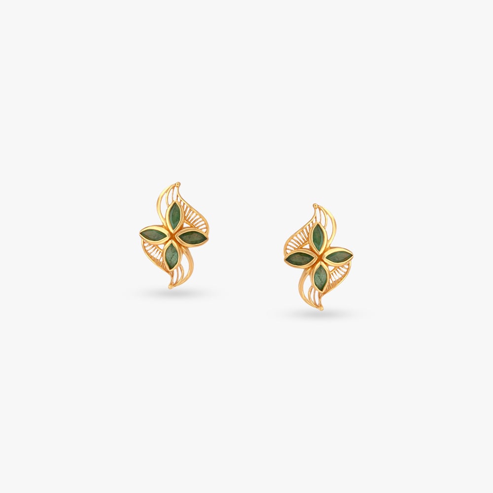 Verdant Bloom Gold Pendant and Earrings Set,,hi-res image number null