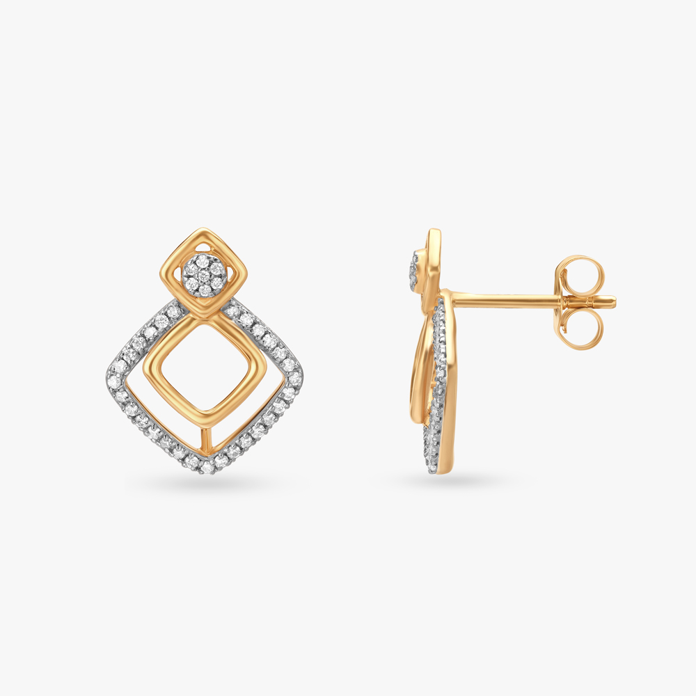 Stunning Geometric Diamond Stud Earrings,,hi-res image number null