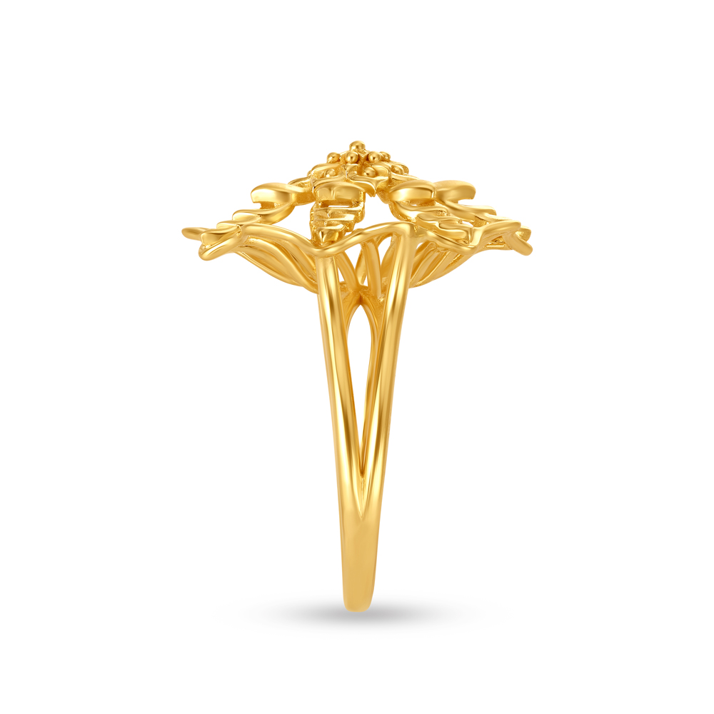 Palatial 22 Karat Yellow Gold Floral Statement Ring,,hi-res image number null