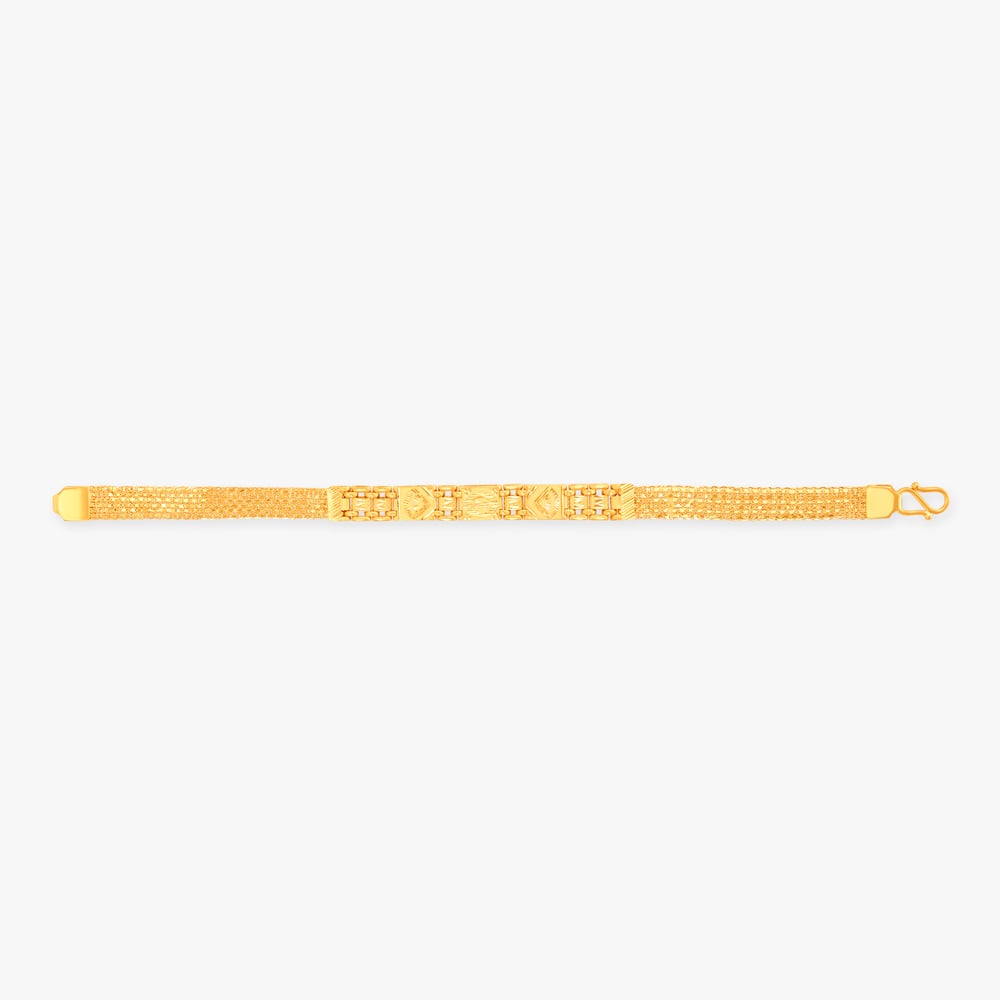 Artisanal Textured Gold Bracelet for Men,,hi-res image number null