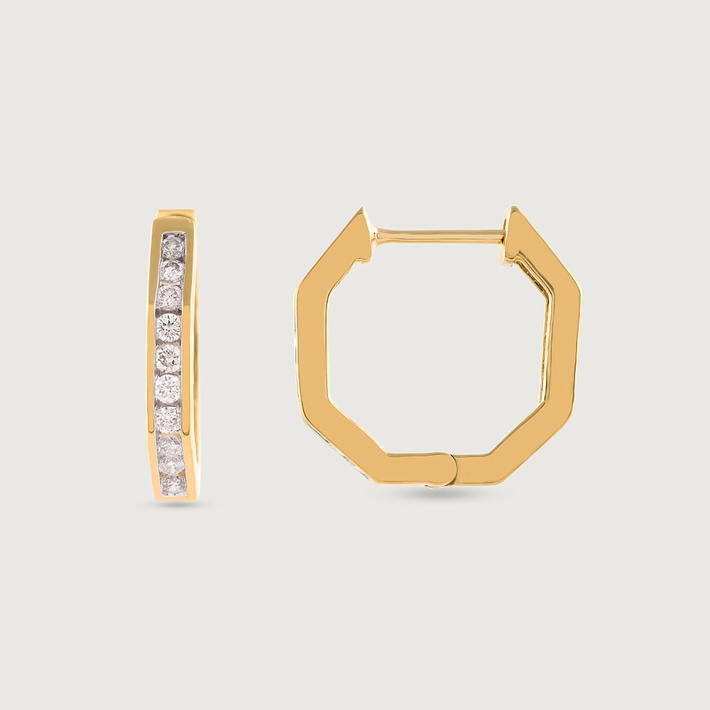 Sleek Luxe Gold & Diamond Hoop Earrings,,hi-res image number null
