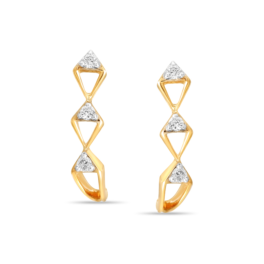 14KT Yellow Gold Endless Horizon Diamond Stud Earrings,,hi-res image number null
