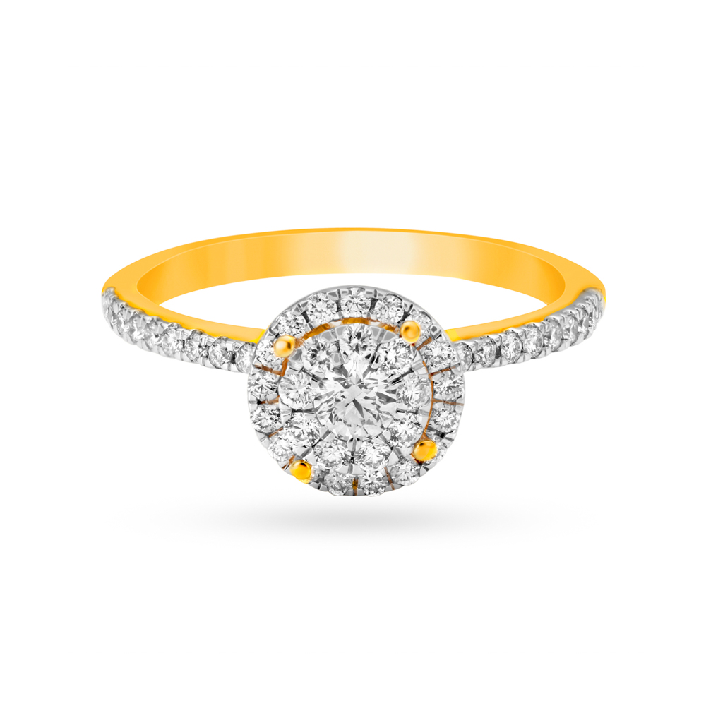Enthralling 18 Karat Gold And Diamond Cluster Ring,,hi-res image number null