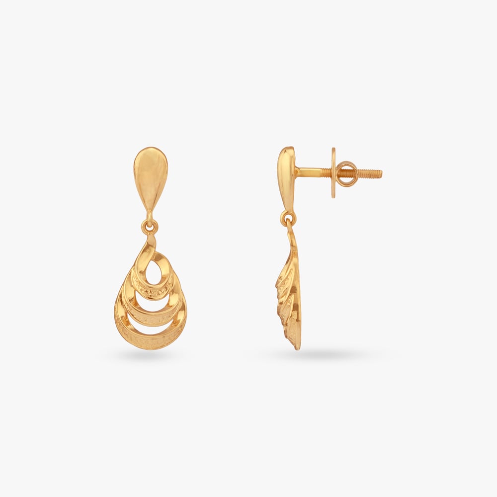 Sculpted Arch Gold Drop Earrings,,hi-res image number null