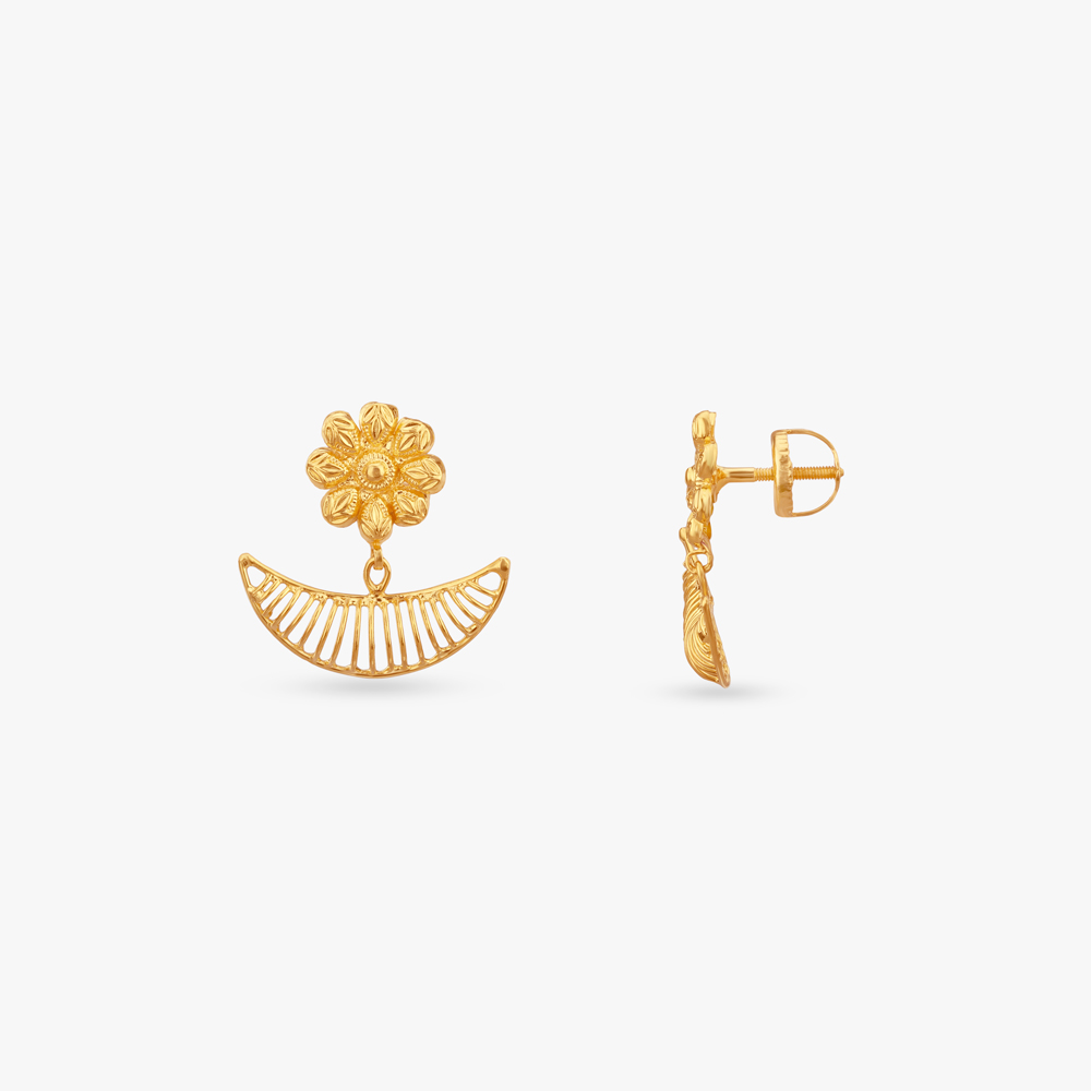 Celestial Crescent Gold Drop Earrings,,hi-res image number null