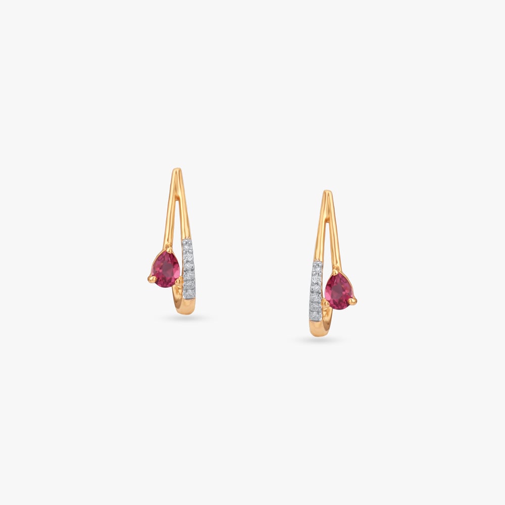 Fluid Arc Diamond Hoop Earrings,,hi-res image number null