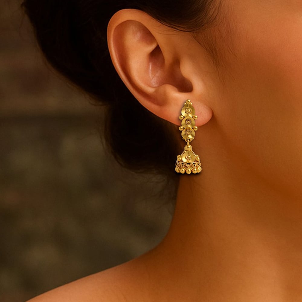 

Captivating Yellow Gold Jhumki Earrings
