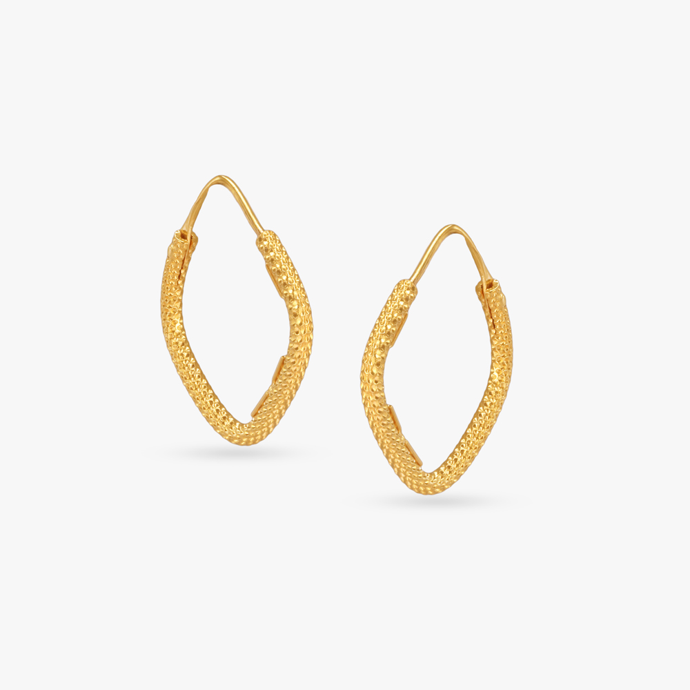 Textured Square Gold Hoop Earrings,,hi-res image number null