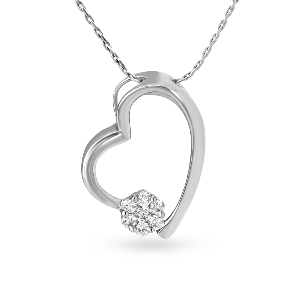 Romantic 950 Platinum and Diamond Heart Pendant,,hi-res image number null