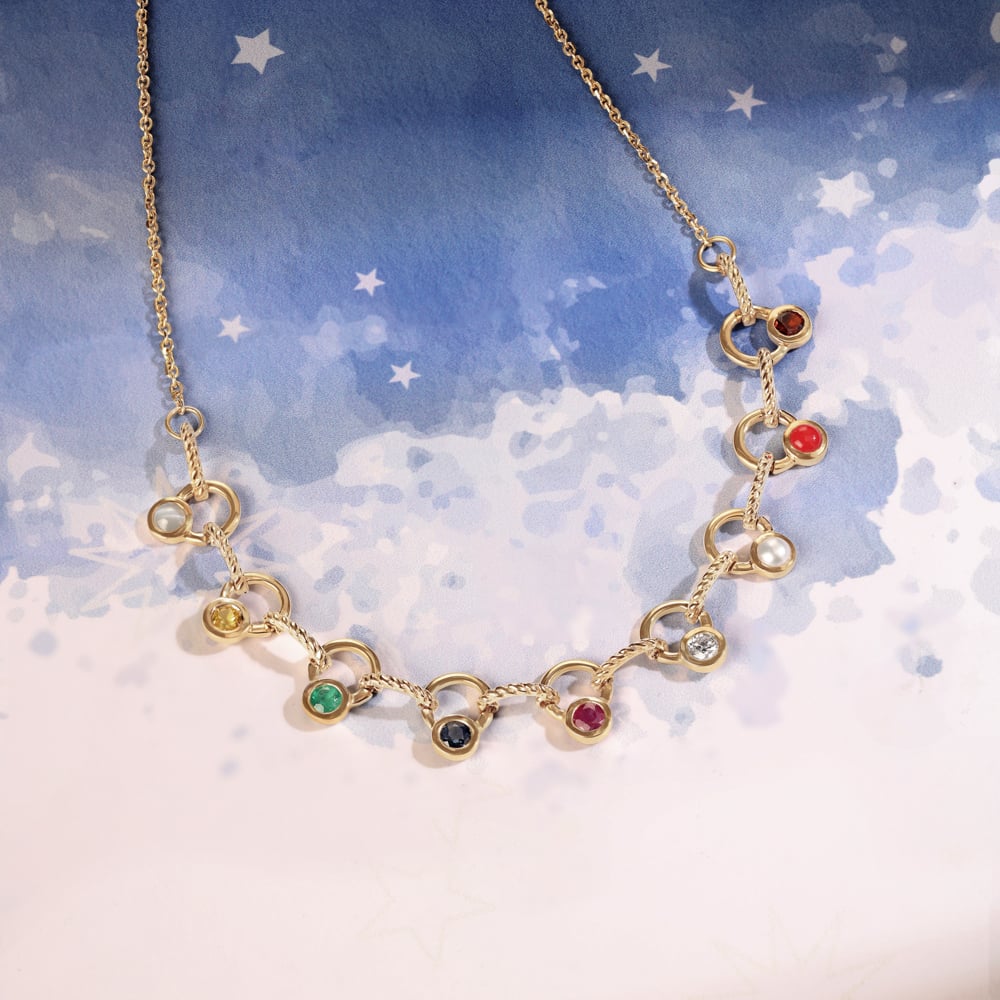 Solar Symphony 14KT Navratna Necklace,,hi-res image number null