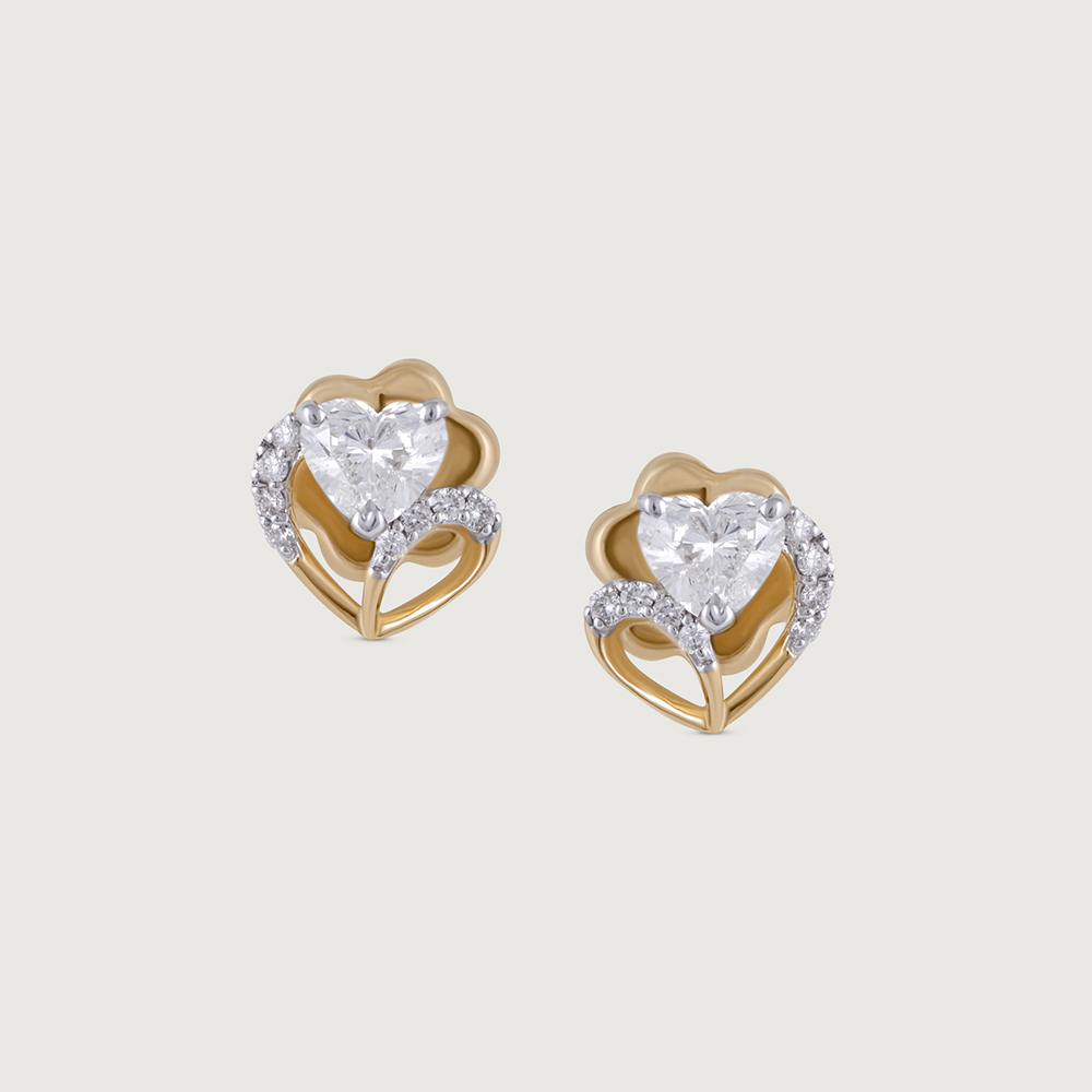 Heartfelt Radiance 14 kt gold & Diamond Stud Earrings,,hi-res image number null
