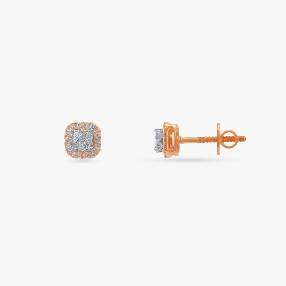 Crowned Cushion Diamond Stud Earrings,,hi-res image number null